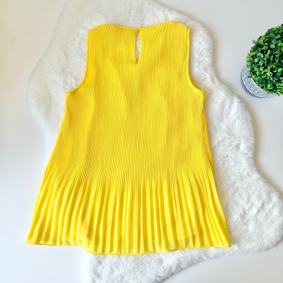 Catherine Malandrino Pleated A-Line Sleeveless Tank Top Key Hole Yellow Small - Picture 8 of 8